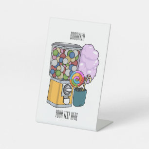 Snoep cartoon illustratie reclamebord met voetstuk