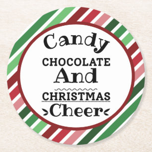 Snoep Chocolade en kerstmis Ronde Kartonnen Onderzetter