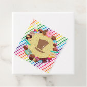 Snoep, chocolade, eten, donuts, regenbooggedeelte bedankjes labels (In situ)