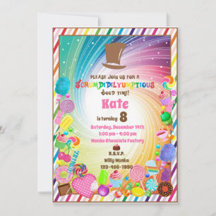 Snoep, chocolade, gouden ticket, regenbooginv kaart