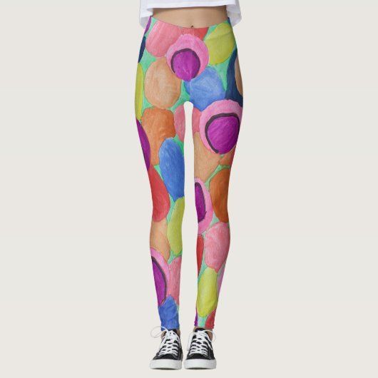 Snoep Colored Flowers Leggings (Voorkant)