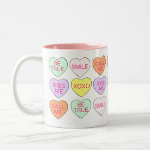 Snoep conversatie hartslag Valentijnsdag roze lief Tweekleurige Koffiemok