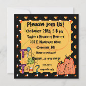 Snoep Corny Halloween Party Invitation Kaart (Achterkant)