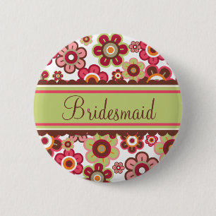 Snoep Daisies Flowers Bridesmaid Wedding Button