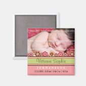 Snoep Daisies Photo Birth Announding Magnet Magneet (Voorkant / Achterkant)