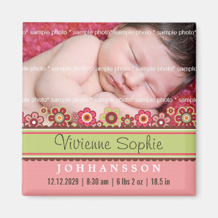 Snoep Daisies Photo Birth Announding Magnet Magneet