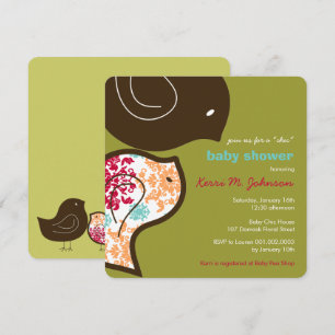 Snoep Damask Chicks Cute Baby shower Party Invite Kaart