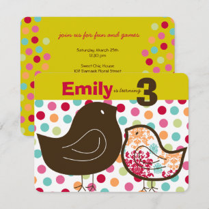 Snoep Damask Chicks Girl Birthday Party Invitation Kaart
