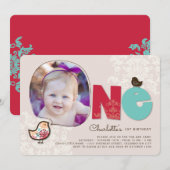 Snoep Damask Chicks Meisje 1e Verjaardagsfeestje U Kaart (Voorkant / Achterkant)