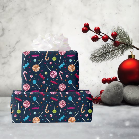 Snoep Dandy Navy Blue Pattern Cadeaupapier