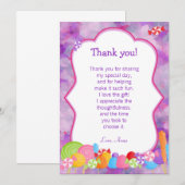 Snoep Dank je wel Opmerking Meisje Roze Paars Bedankkaart (Voorkant / Achterkant)