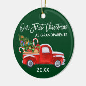 Snoep eerste kerstmis als grootouders groen keramisch ornament (Links)