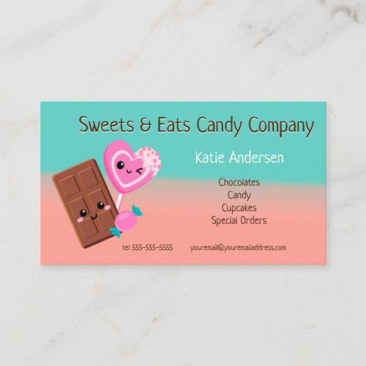 Snoep- en chocoladebedrijf visitekaartje (Voorkant)