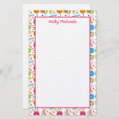 Snoep- en Sweets Patroon - Aangepaste schrijfbenod Briefpapier (Voorkant / Achterkant)