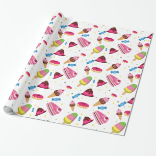Snoep en zoet gekleurd patroon cadeaupapier