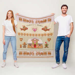 Snoep-geprinte ontbijtkoek en stoomtreinen fleece deken