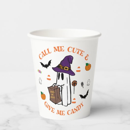 Snoep Ghost Halloween Cup Papieren Bekers (Voorkant)