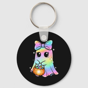 Snoep Ghost Shirt Rainbow Bow Treat Trick or Funny Sleutelhanger