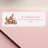 Snoep Gingerbread House Roze Verjaardag Etiket