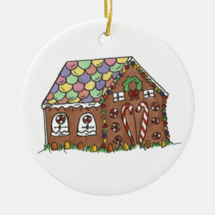 Snoep Gingerbrood House Merry Kerstfeestdag Keramisch Ornament