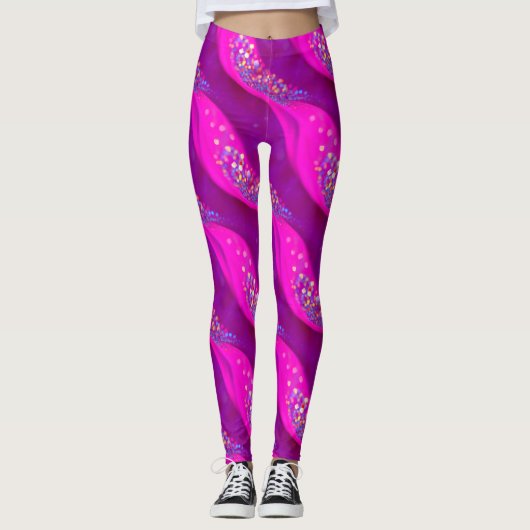 Snoep Glitter-Leggings - Abstract Roze Sparkles Leggings (Voorkant)