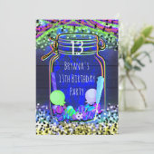 Snoep Glow in the Dark Mason Jar Party Uitnodiging (Staand voorkant)