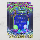 Snoep Glow in the Dark Mason Jar Party Uitnodiging (Voorkant / Achterkant)