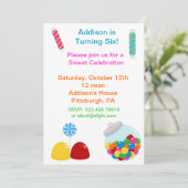 Snoep Gumdrop Birthday Uitnodiging (Staand voorkant)