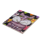 Snoep Hart Paarse Kat Valentijn Tegeltje (Zijkant)