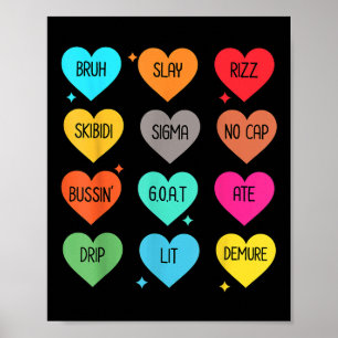 Snoep hart slang woorden Valentijnsdag voor school Poster