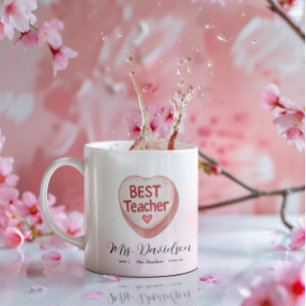 Snoep hart Valentijn Beste leraar Monogram Koffiemok