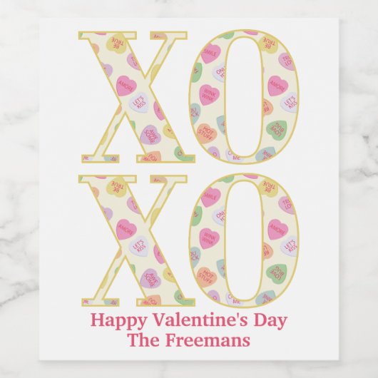Snoep Hart XOXO Valentijn Wijnlabel Wijn Etiket (Enkel label)