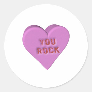 Snoep Hart "YOU ROCK" Ronde Sticker