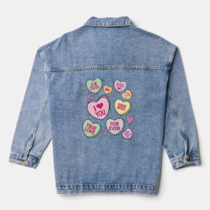 Snoep Hartelijk Valentijnsdag Gesprekken Harten Denim Jacket
