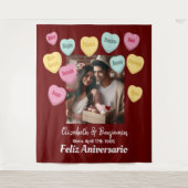 Snoep harten Happy Jubileum Spaans Wandkleed (Voorkant)