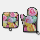 Snoep harten ovenwant & pannenlap set (Voorkant)