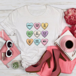 Snoep harten tegen valentijnsgeluid t-shirt