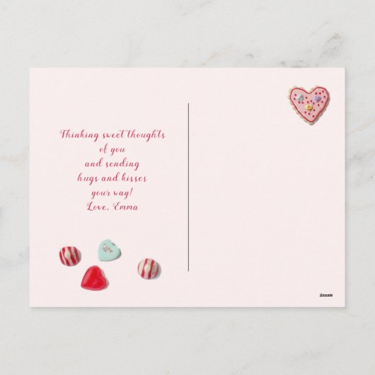 Snoep Hearts Custom Message Valentijn Briefkaart (Achterkant)