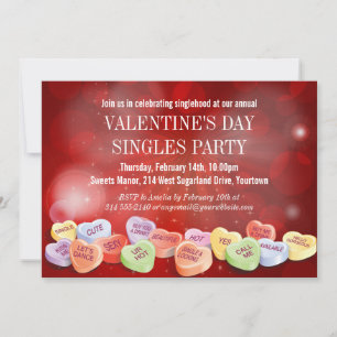 Snoep Hearts Valentijnsdag Singles Party Kaart
