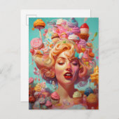 Snoep Ice Cream Girl Surreal Fantasy Art Briefkaart (Voorkant / Achterkant)