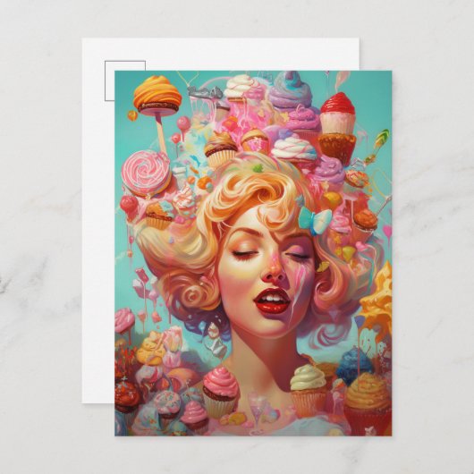 Snoep Ice Cream Girl Surreal Fantasy Art Briefkaart (Voorkant / Achterkant)