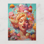 Snoep Ice Cream Girl Surreal Fantasy Art Briefkaart (Voorkant)