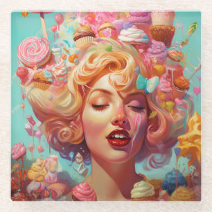 Snoep Ice Cream Girl Surreal Fantasy Art Glazen Onderzetter