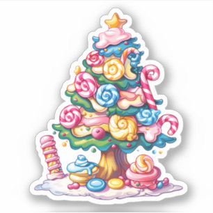 Snoep kerstboom sticker