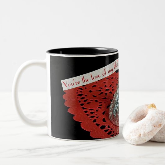 Snoep kus met liefdesbericht tweekleurige koffiemok (Met donut)
