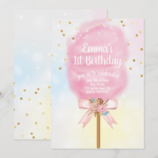 Snoep Land Cotton Snoep Verjaardag Kaart (Voorkant / Achterkant)