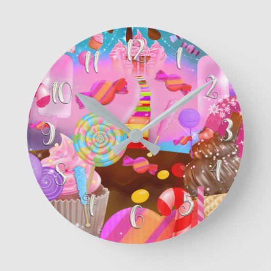 Snoep land Fantasy Sweets Boutique Style Custom Ronde Klok (Voorkant)