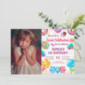 Snoep Land Girl Birthday Sweet Celebration Foto Kaart (Staand voorkant)