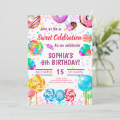 Snoep Land Girl Birthday Sweet Celebration Rainbow Kaart (Staand voorkant)