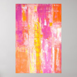 "Snoep land" Roze en Oranje Abstracte kunst Poster